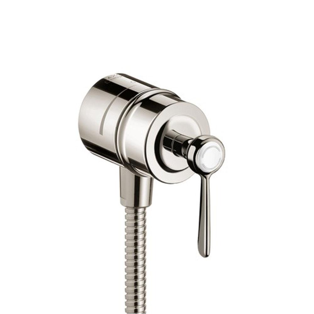 Axor Montreux Wall Outlet with Check Valves and Volume Control, Lever Handle in Polished Nickel