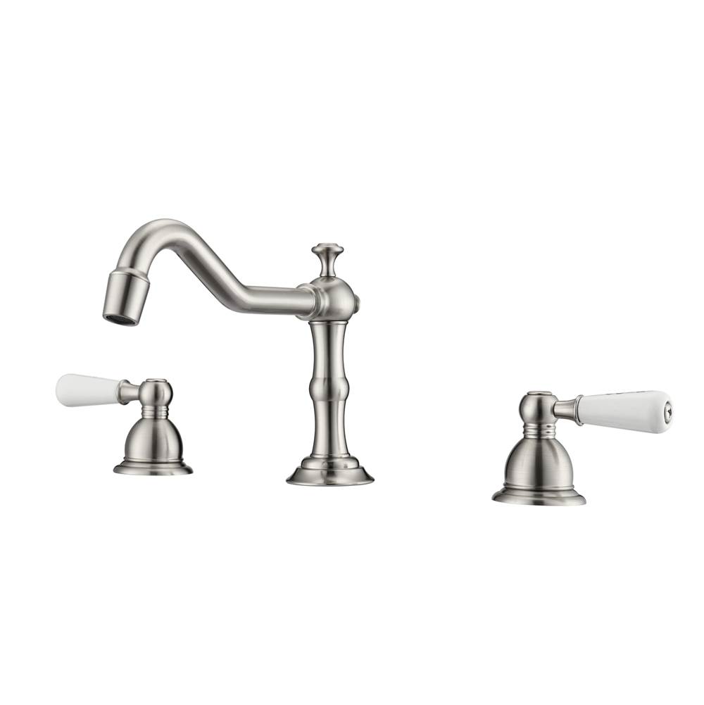 Barclay Roma 8''cc Lav Faucet, withHoses,Porcelain Lever Hdls, BN
