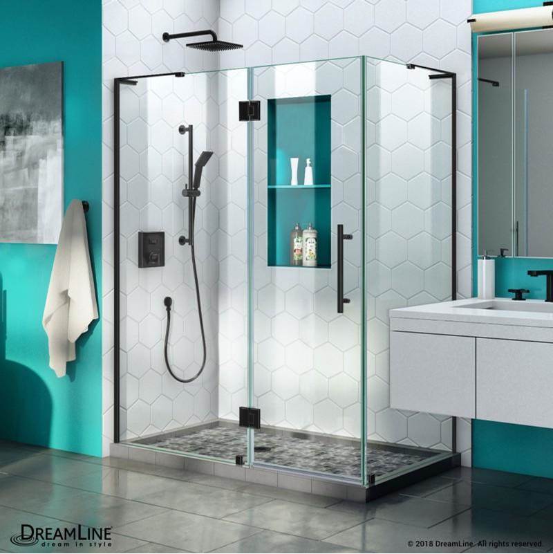 Dreamline Showers DreamLine Quatra Plus 34 in. D x 52 in. W x 72 in. H Frameless Hinged Shower Enclosure in Satin Black