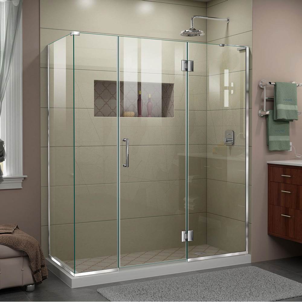 Dreamline Showers DreamLine Unidoor-X 64 in. W x 30 3/8 in. D x 72 in. H Frameless Hinged Shower Enclosure in Chrome