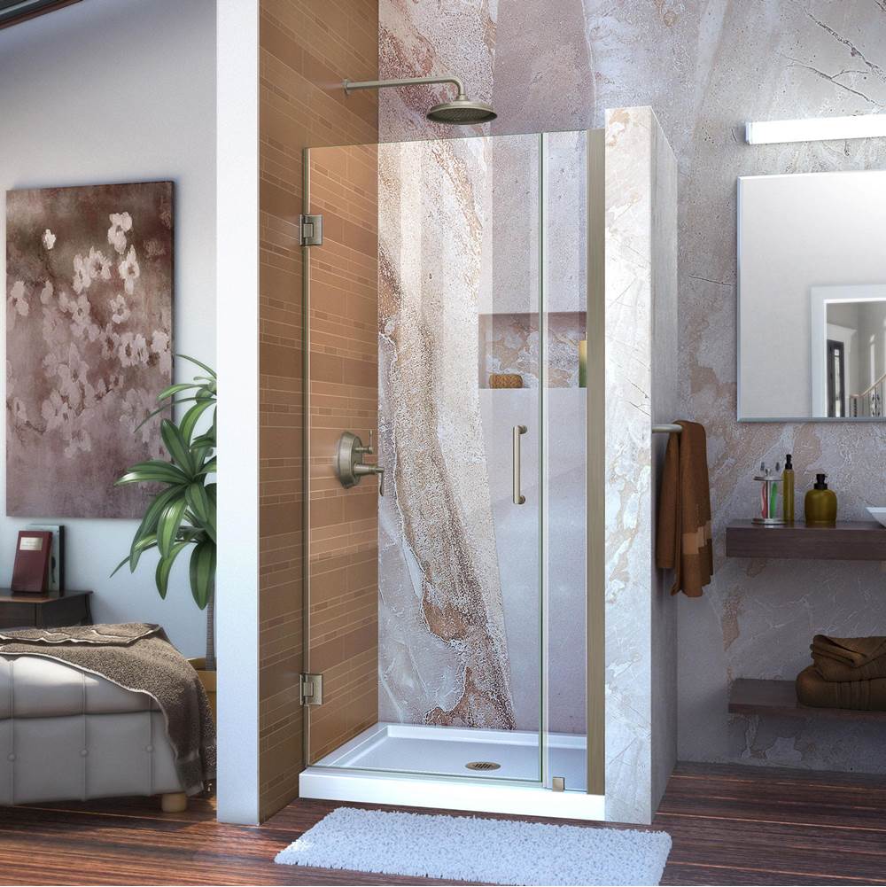 Dreamline Showers DreamLine Unidoor 34-35 in. W x 72 in. H Frameless Hinged Shower Door, Clear Glass, in Brushed Nickel