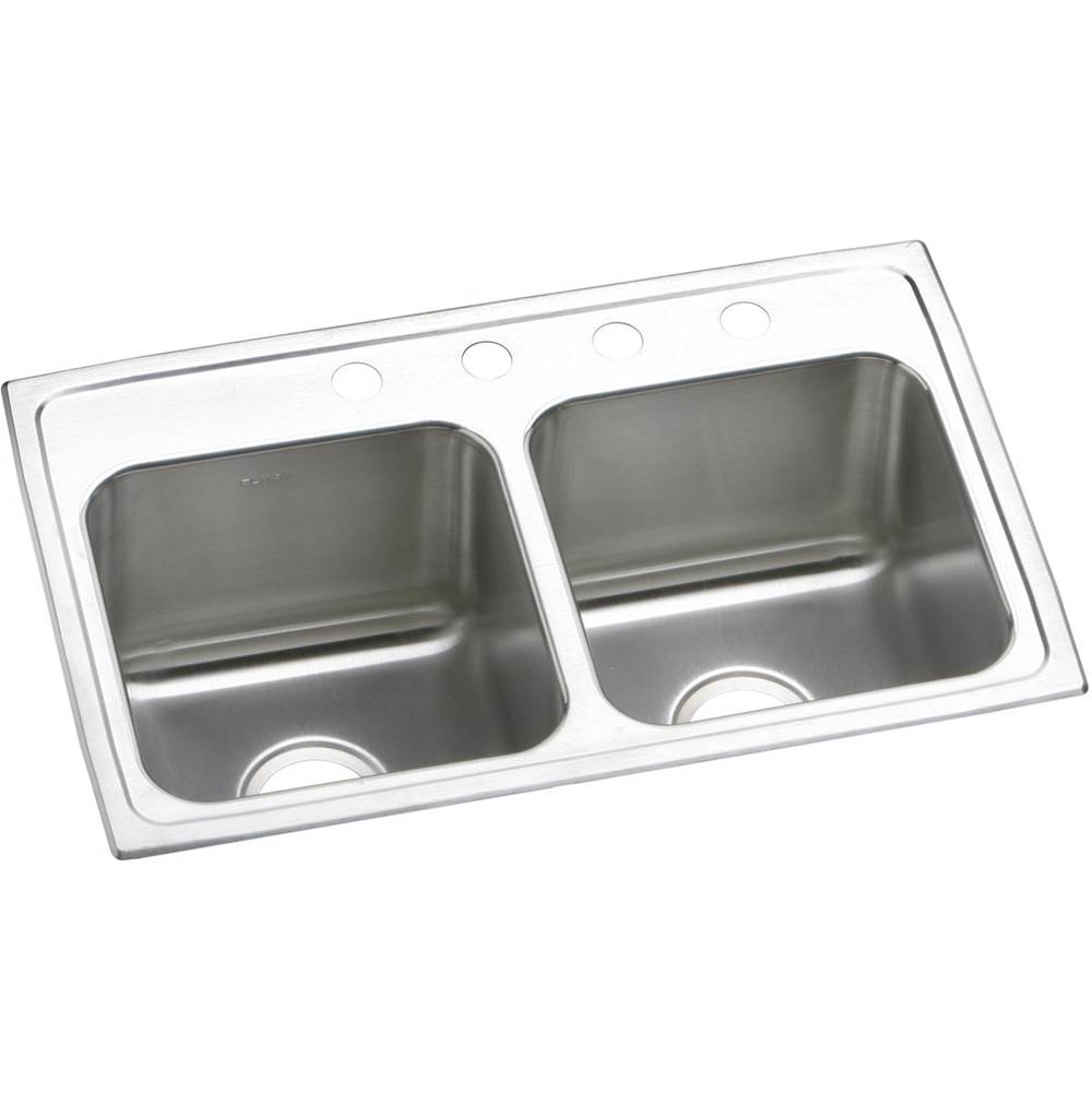Elkay Lustertone Classic Stainless Steel 29'' x 18'' x 10'', Equal Double Bowl Drop-in Sink