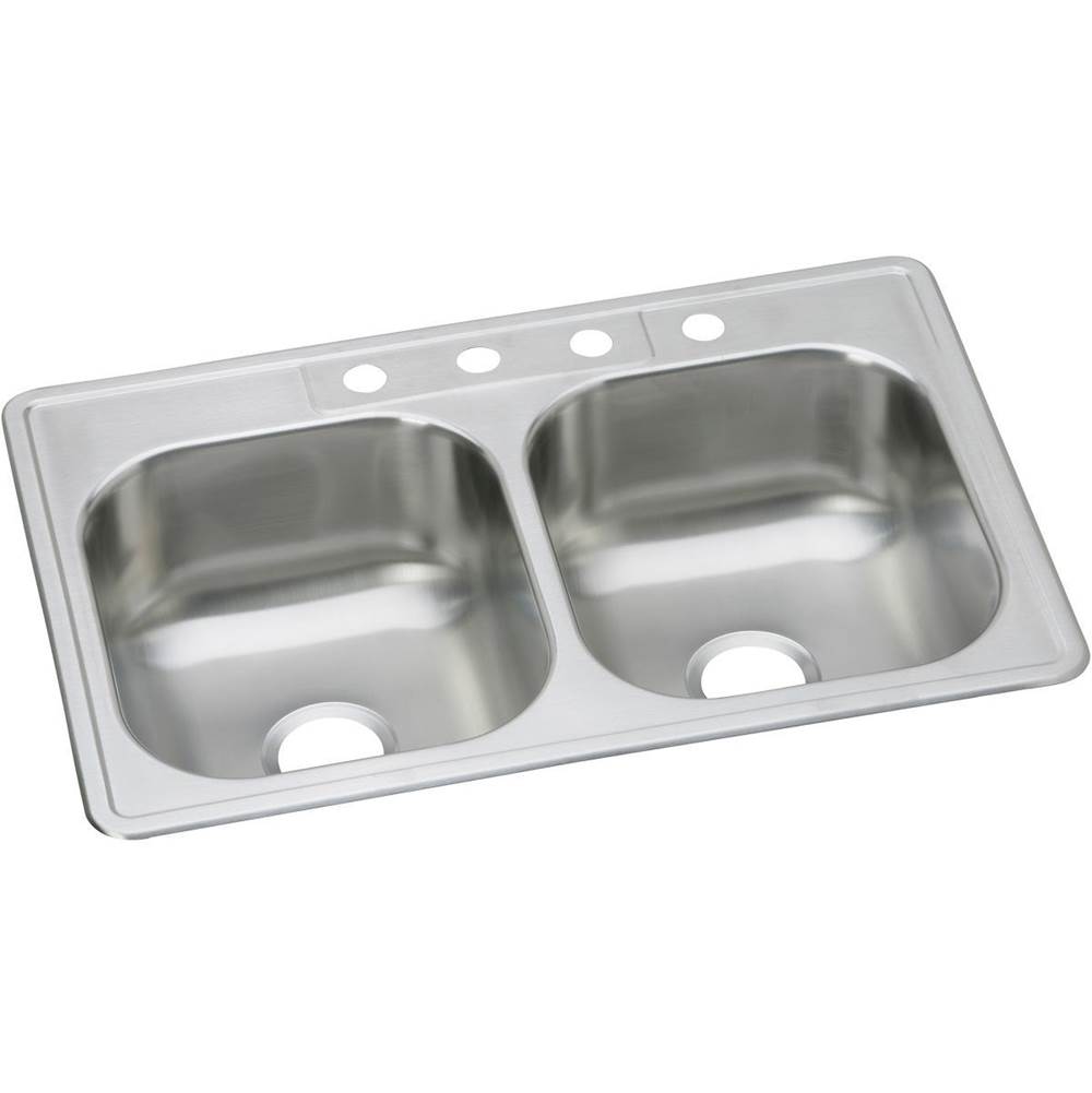 Elkay Dayton Stainless Steel 33'' x 22'' x 8-1/16'', 1-Hole Equal Double Bowl Drop-in Sink (40 Pack)