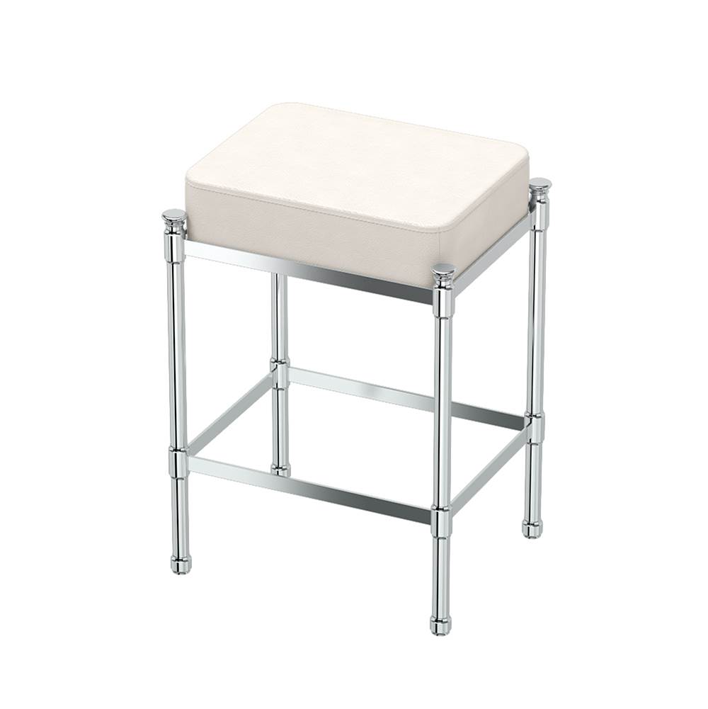 Gatco Rectangle White Leather Vanity Stool CH