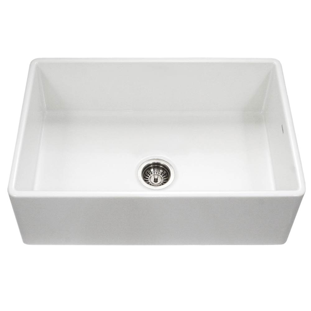 Hamat Apron-Front Fireclay Single Bowl Kitchen Sink, White