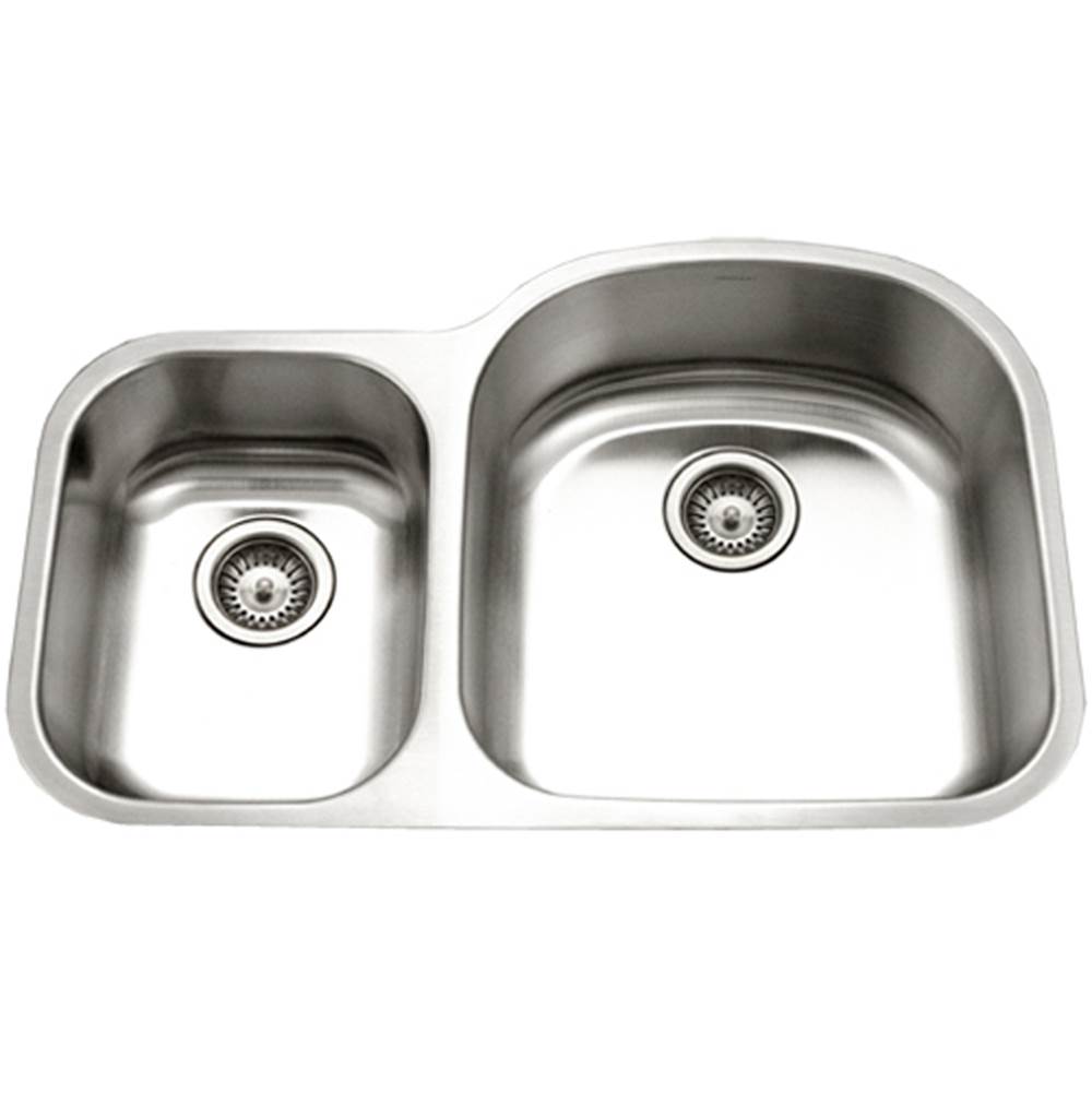 Hamat Undermount Stainless Steel 30/70 Double Bowl Kitchen Sink, Small Bowl Left, 18 Gauge