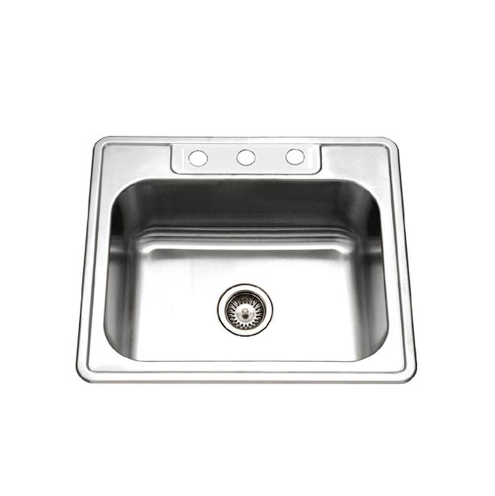 Hamat Topmount Stainless Steel 3-hole Single Bowl Kitchen Sink, 9'' Deep