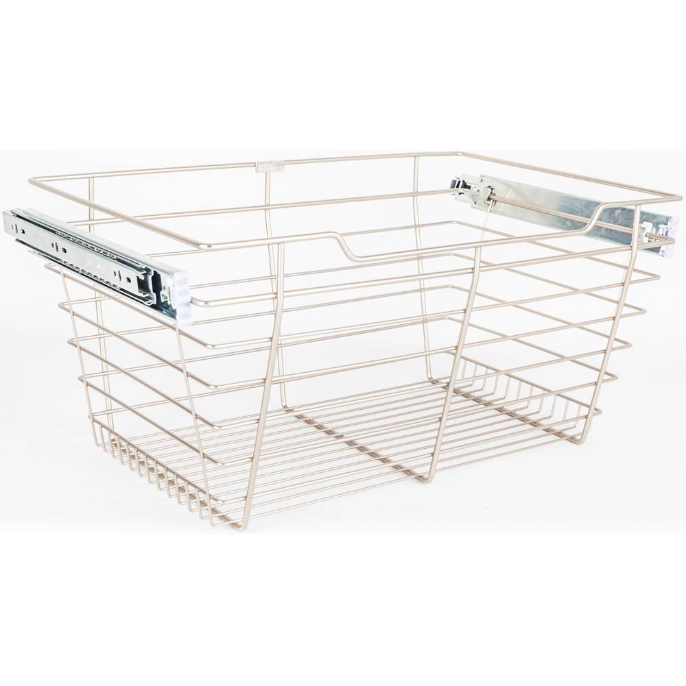Hardware Resources Satin Nickel Closet Pullout Basket with Slides 14''D x 29''W x 11''H
