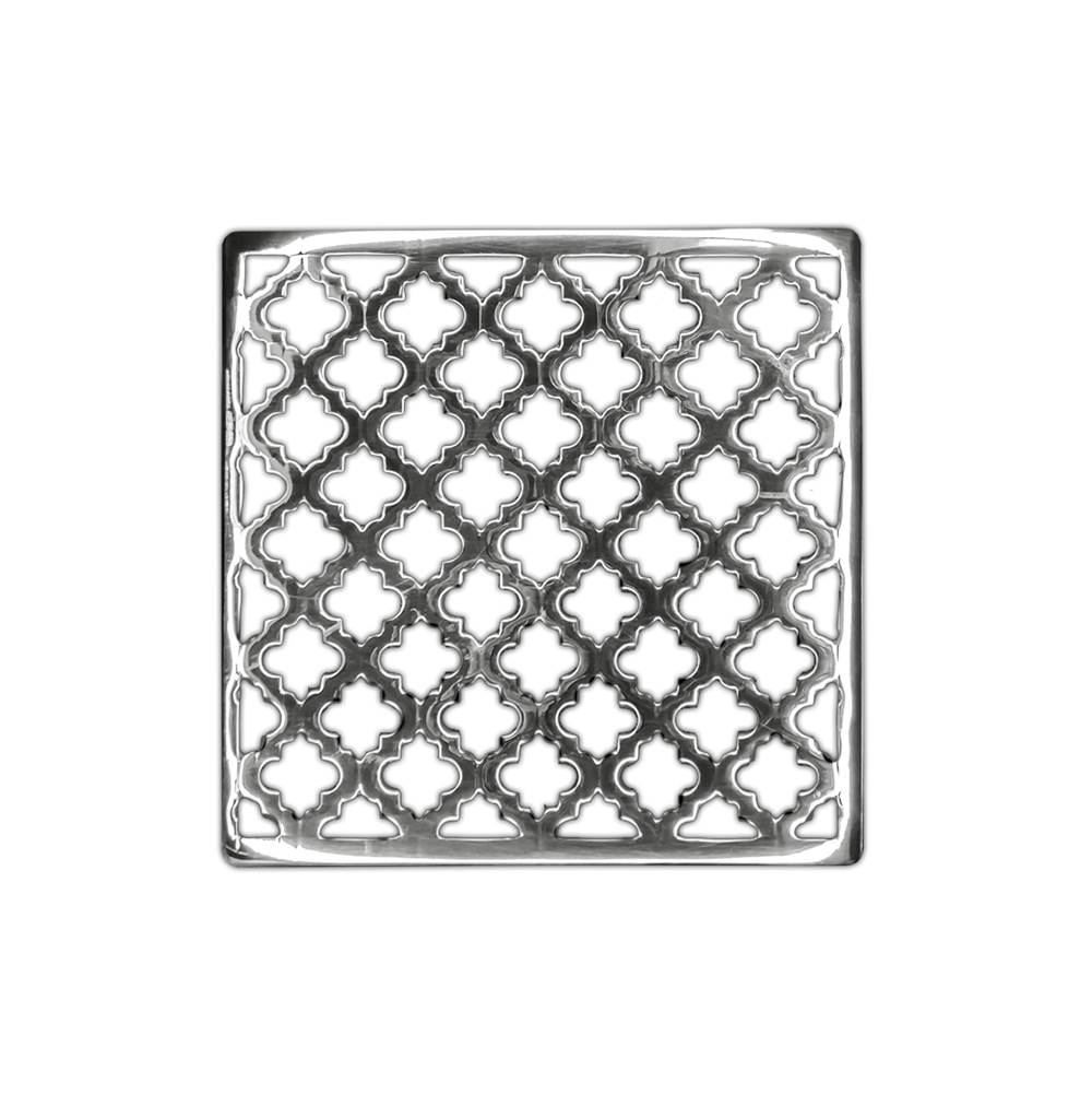 Infinity Drain 4'' x 4'' Moor Pattern Decorative Plate for M 4, MD 4, MDB 4 in Polished Stainless