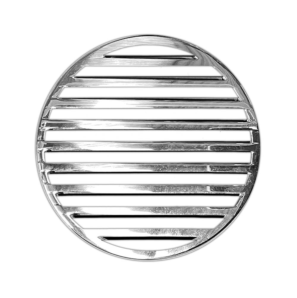 Infinity Drain 5'' Round Lines Pattern Decorative Plate for RN 5, RND 5, RNDB 5 in Polished Stainless