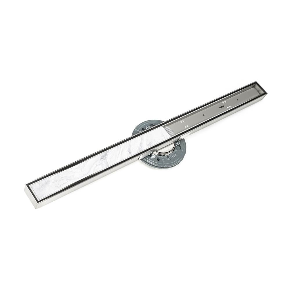 Infinity Drain 80'' S-Stainless Steel Series High Flow Complete Kit with Tile Insert Frame in Polished Stainless with PVC Drain Body, 3'' Outlet