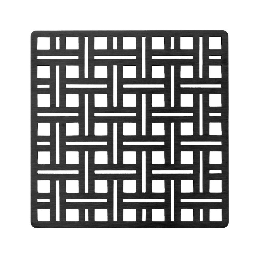 Infinity Drain 5'' x 5'' Weave Pattern Decorative Plate for V 5, VD 5, VDB 5 in Matte Black