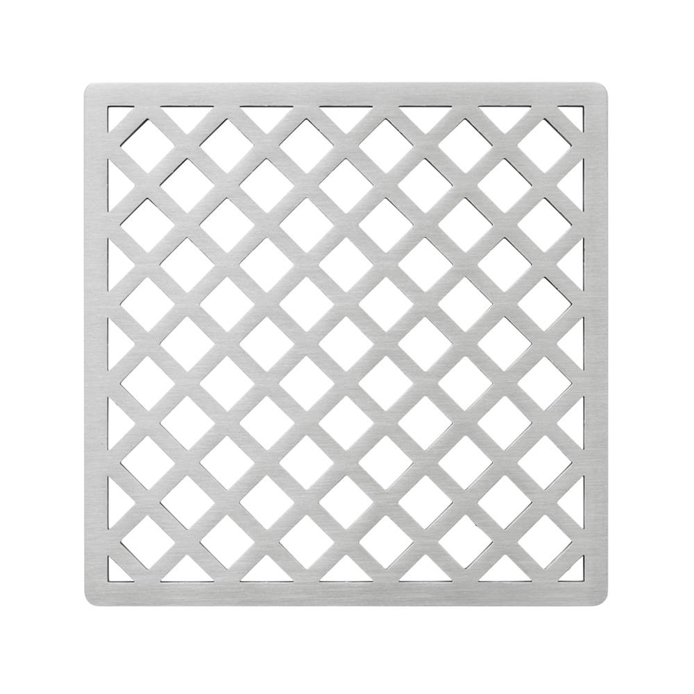 Infinity Drain 5'' x 5'' Criss-Cross Pattern Decorative Plate for X 5, XD 5, XDB 5 in Satin Stainless