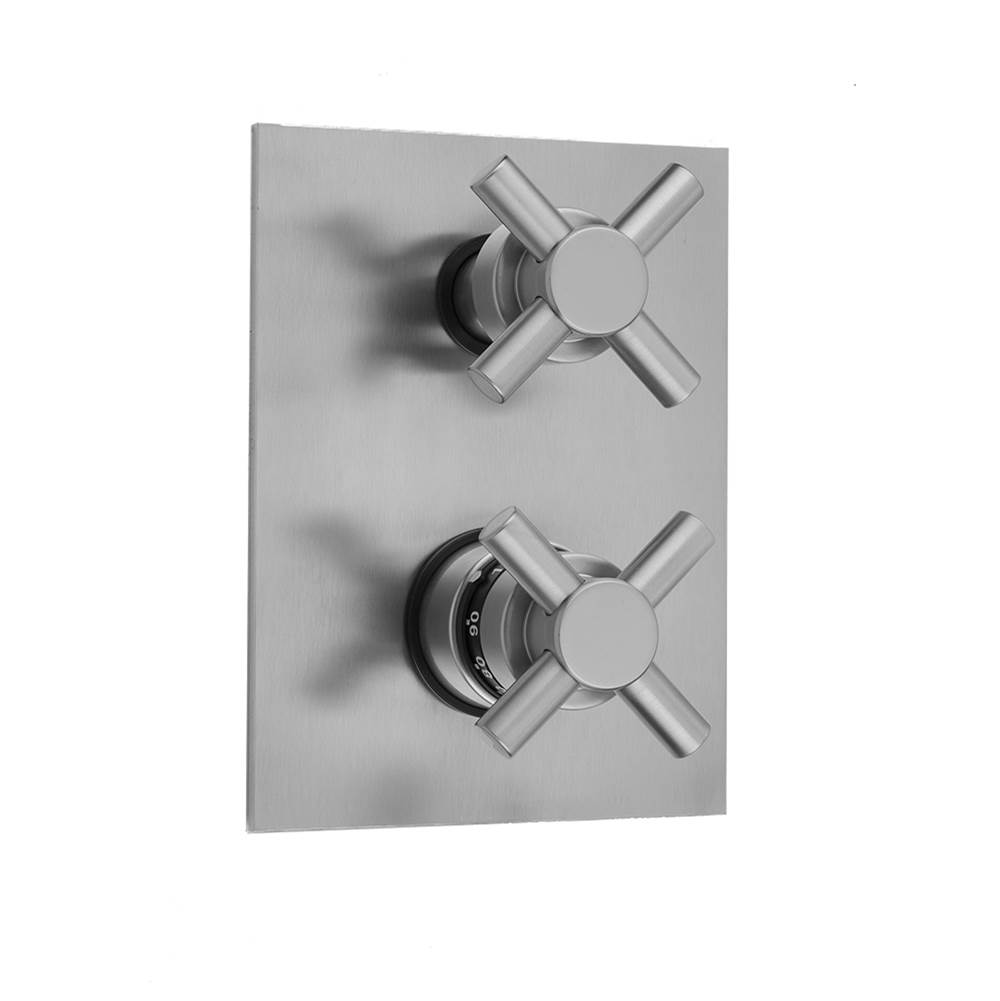 Jaclo Rectangle Plate with Contempo Cross Thermostatic Valve with Contempo Cross Built-in 2-Way Or 3-Way Diverter/Volume Controls (J-TH34-686 / J-TH34-687 / J-TH34-688 / J-TH34-689)