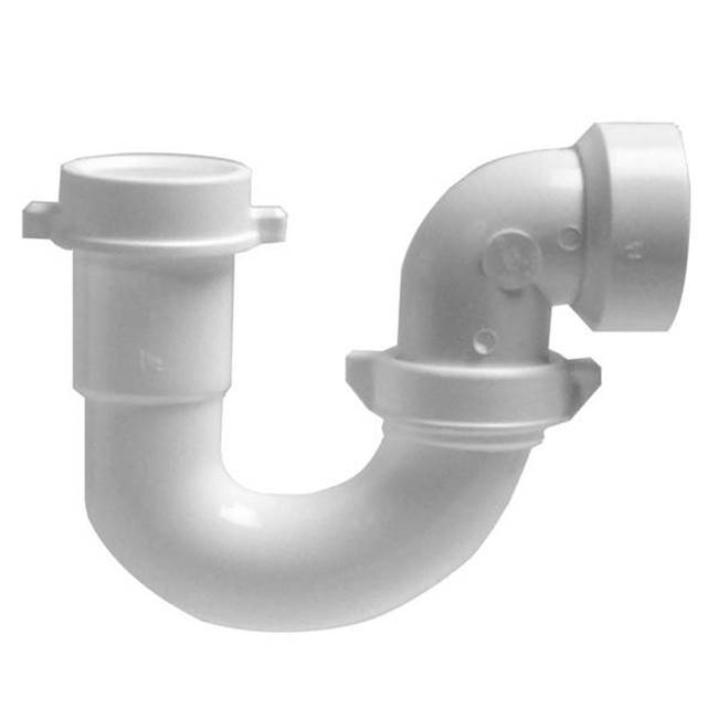 JB Products 1-1/2'' Sink Trap White PP with PVC Sch 40 Elbow, bagged