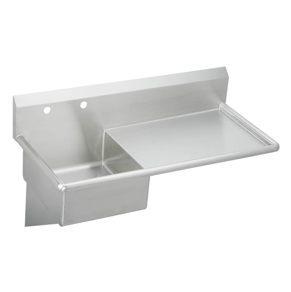 Just Manufacturing Stainless Steel 49-1/2'' x 24'' x 10'' Wall Hung 2-Hole Service Sink w/Right Drainboard