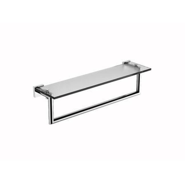 Kartners MADRID -  24-inch Glass Shelf  with Towel Rail-Brushed Chrome