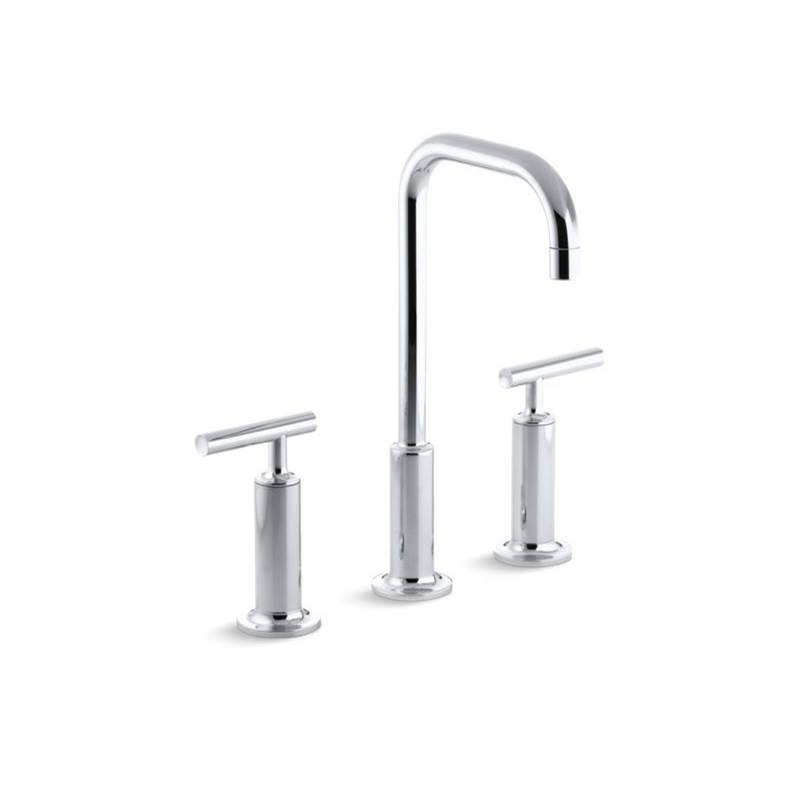 Kohler Purist® Widespread bathroom sink faucet with high lever handles and high gooseneck spout
