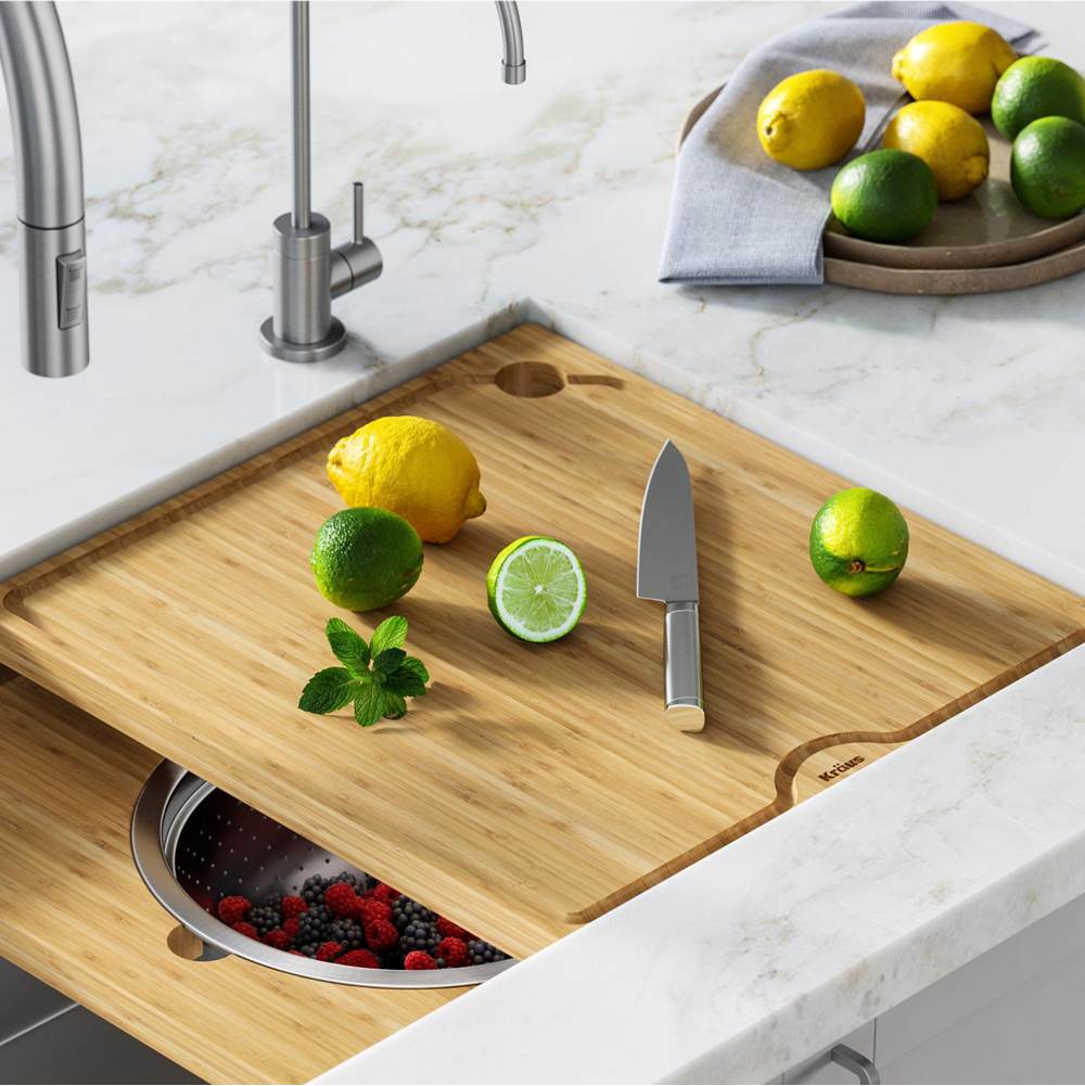 Kraus KRAUS Workstation Kitchen Sink 16 in. Solid Bamboo Cutting Board