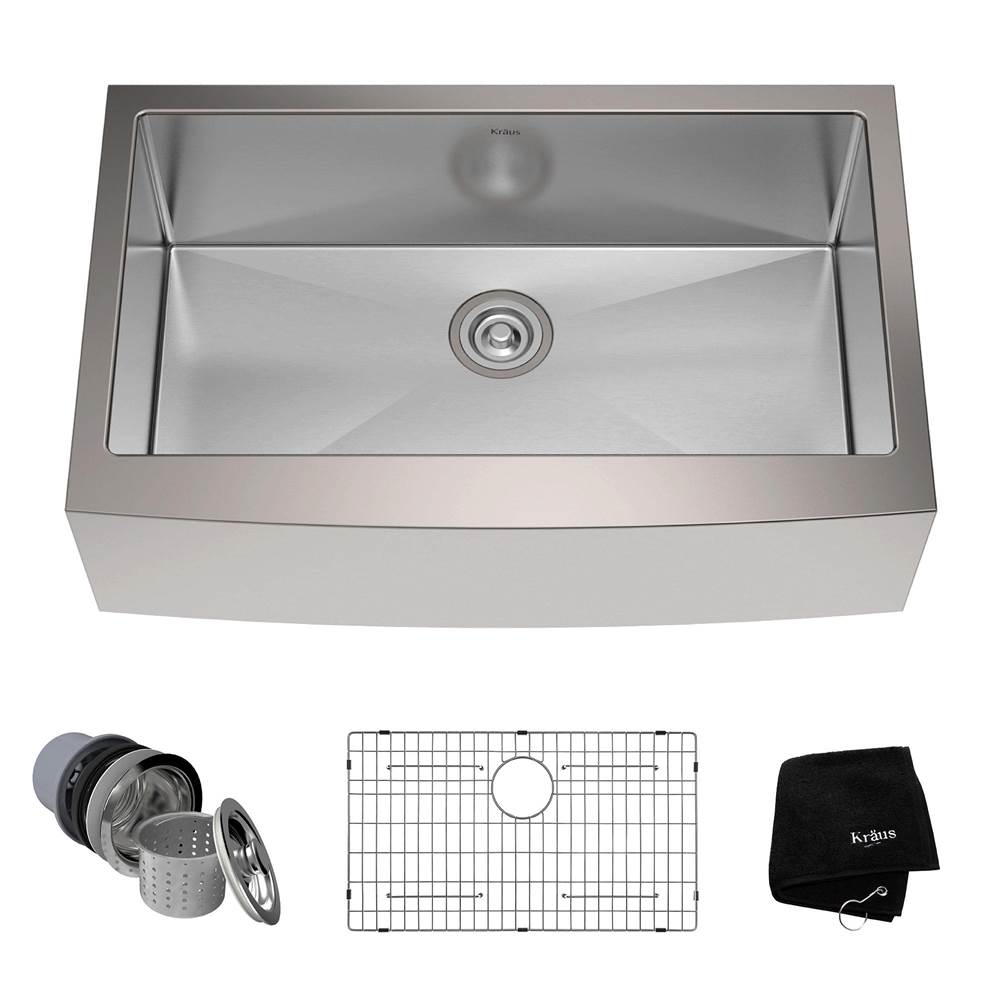 Kraus Standart PRO 33-inch 16 Gauge Single Bowl Stainless Steel Farmhouse Kitchen Sink