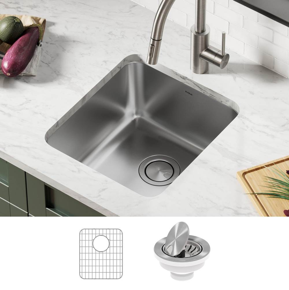 Kraus KRAUS Dex 17 in. Undermount 16 Gauge Antibacterial Stainless Steel Single Bowl Kitchen Sink