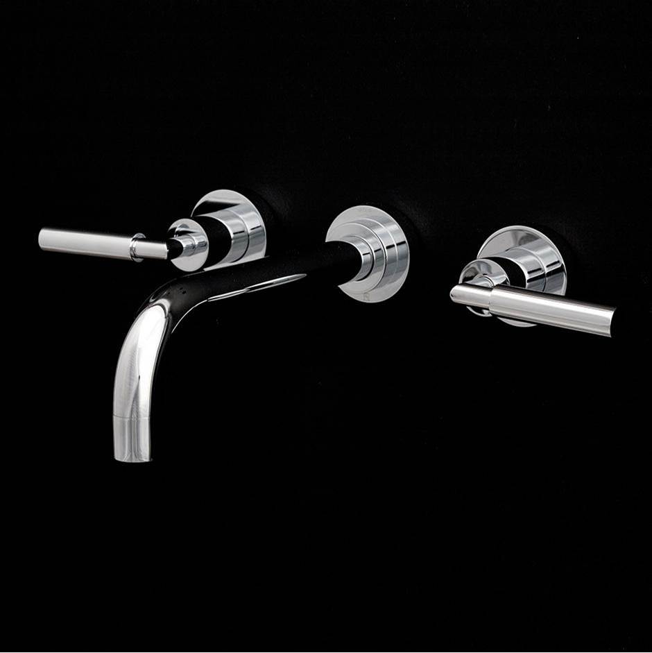 Lacava TRIM- Wall-mount three-hole faucet with two lever handles, no backplate, spout 6''.