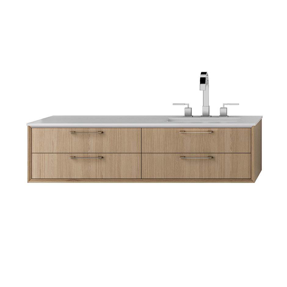 Lacava Solid Surface countertop with a cut-out for under-mount sink 5452UN for wall-mount under-counter vanity with sink on the right