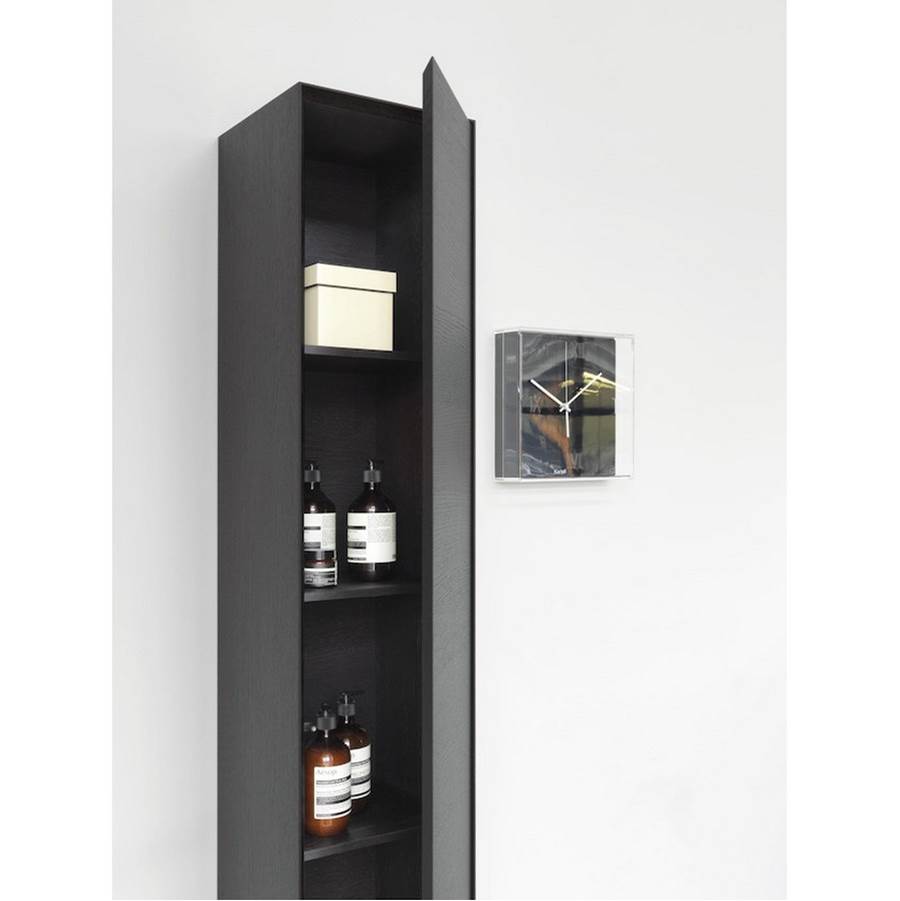 Laufen Tall Cabinet, 1 door, left or door hinge right, with 4 wooden shelves, lacquered surface veneer with solid wood edges