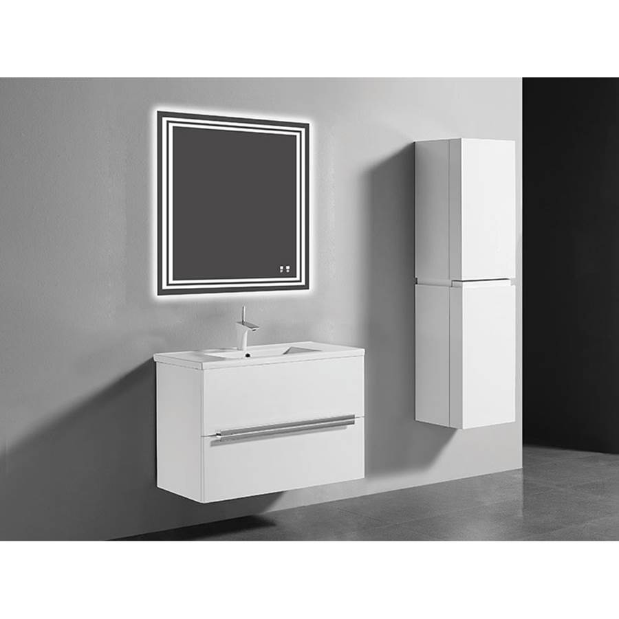 Madeli Urban 36''. White, Wall Hung Cabinet , Polished Chrome Handles (X2), 35-5/8''X18''X24-3/8''