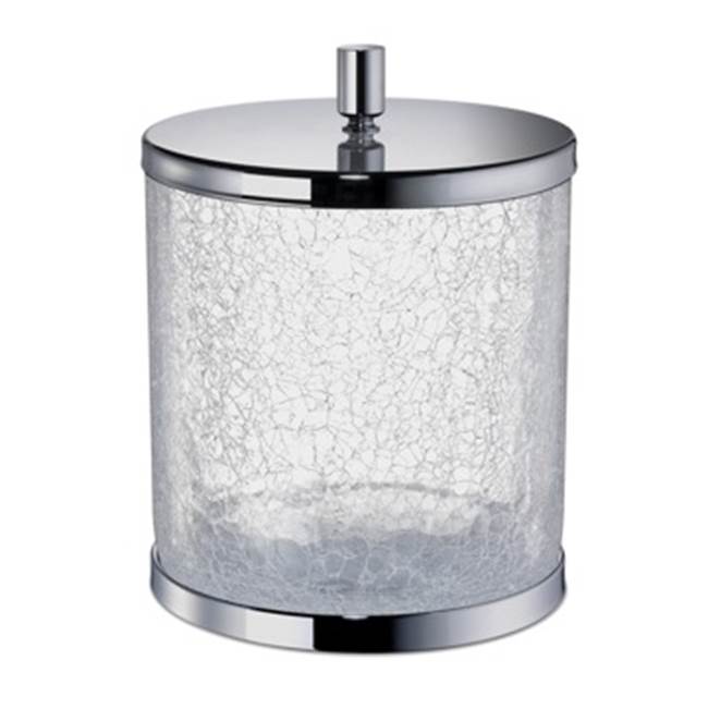 Nameeks Round Crackled Glass Bathroom Waste Bin with Cover