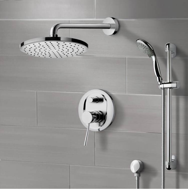 Nameeks Round Sleek Chrome Shower Faucet Set
