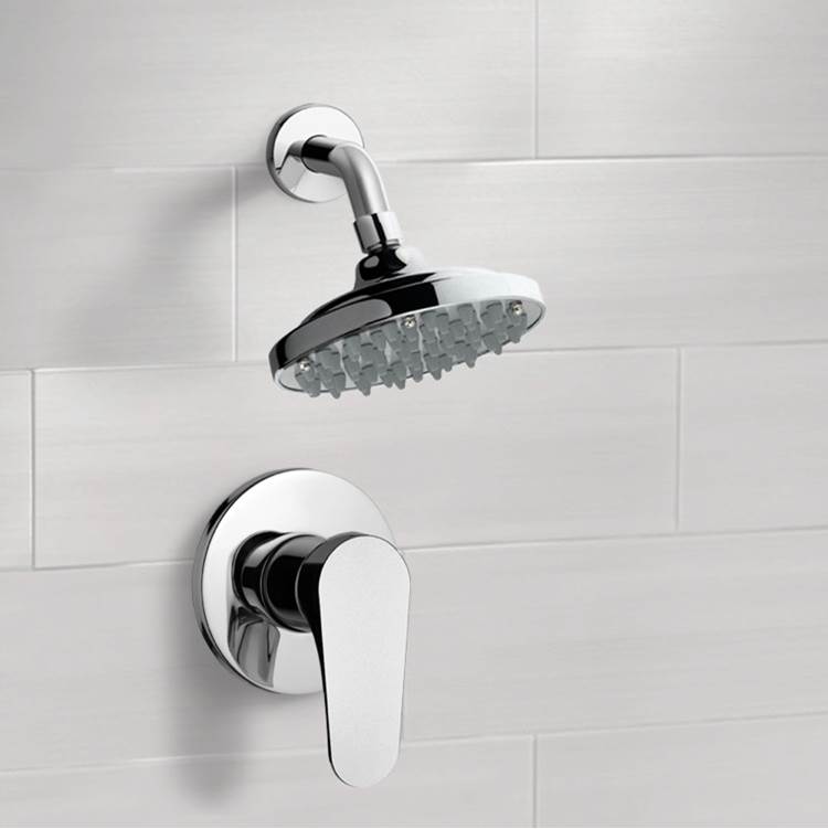 Nameeks Contemporary Round Polished Chrome Shower Faucet Set