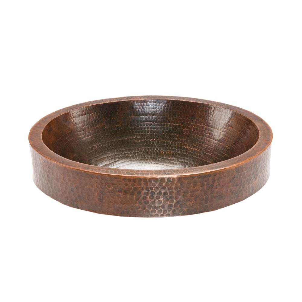 Premier Copper Products Oval Skirted Vessel Hammered Copper Sink