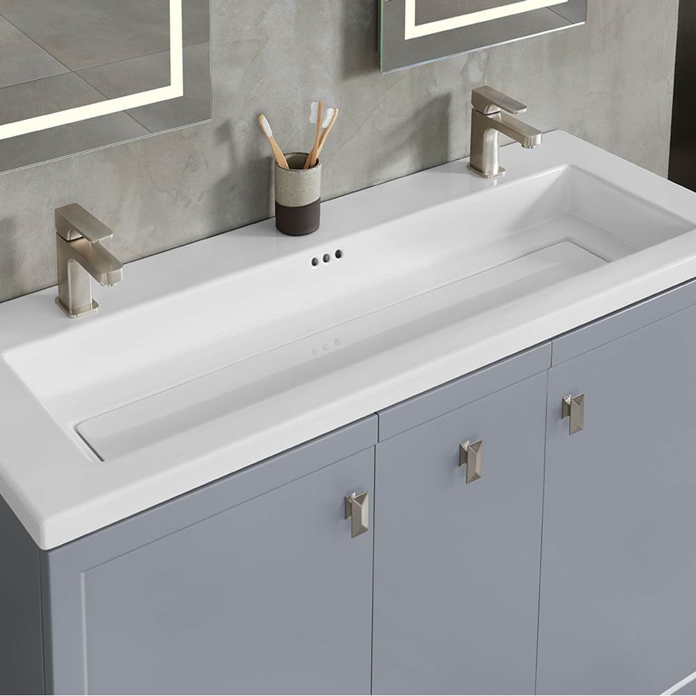 Ronbow 48'' Aravo Solutions sinktop in White, 22'' Depth, Double Single Faucet Hole
