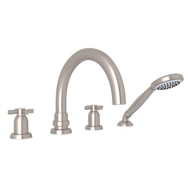 Rohl Holborn™ 4-Hole Deck Mount Tub Filler With C-Spout