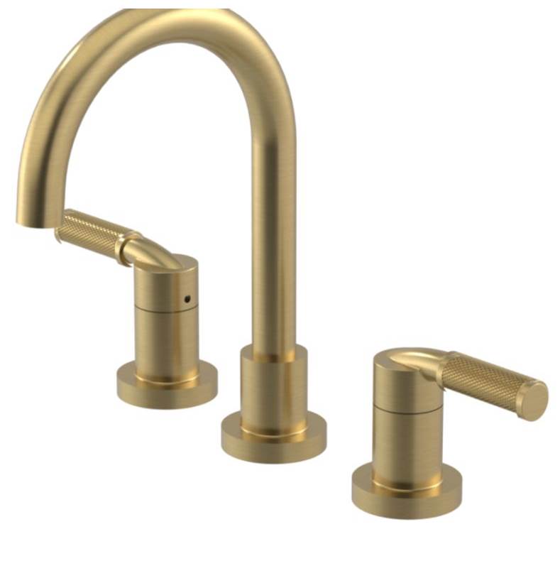 Rubinet Widespread Lav. Set. (less drain) in Satin Brass With Antique Brass Matte Accent