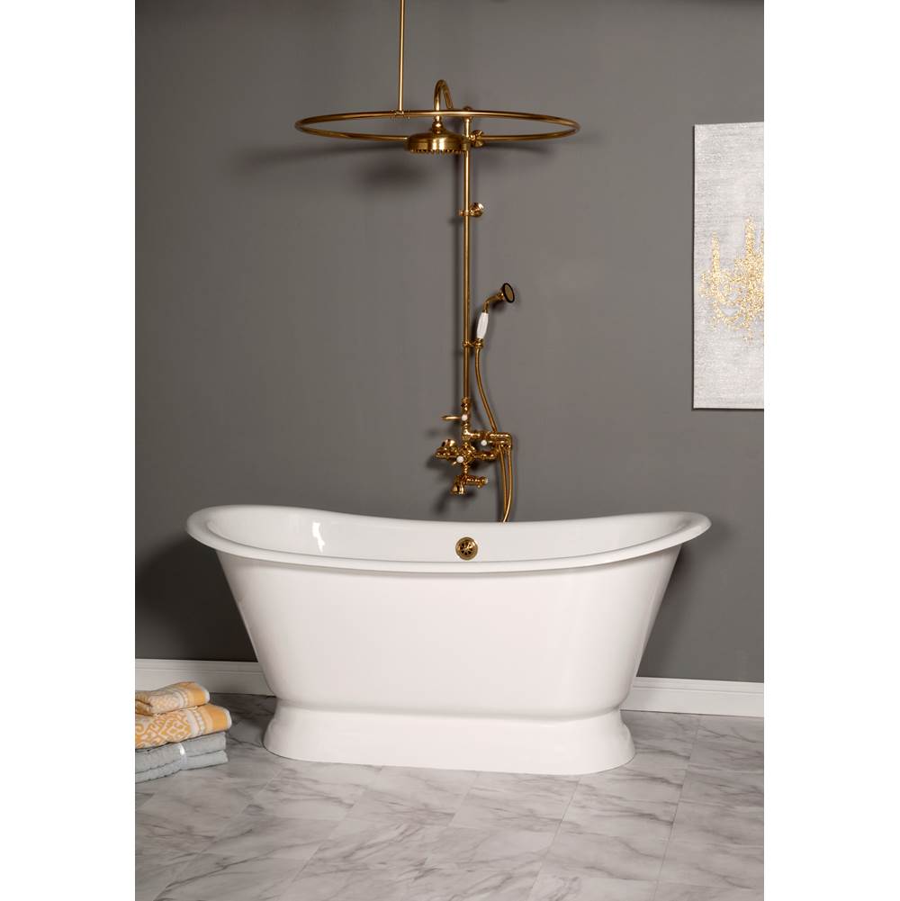 Strom Living The Constance 5 1/2'' Cast Iron European Style Double Ended Slipper Tub On Pedestal Without Faucet Holes