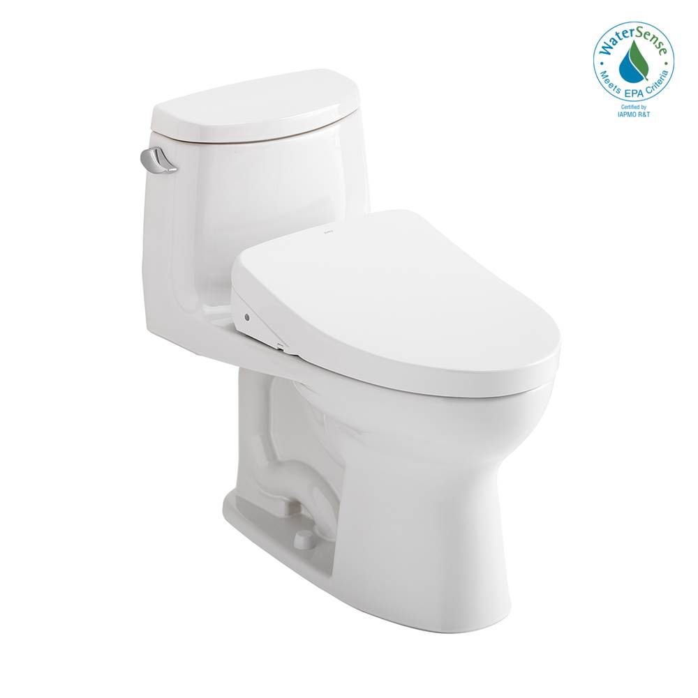 TOTO Toto® Washlet+® Ultramax® II One-Piece Elongated 1.28 Gpf Toilet With Auto Flush Washlet+® S550E Contemporary Bidet Seat, Cotton White