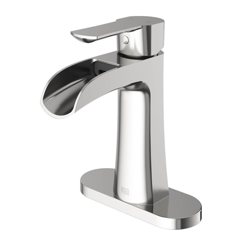 Vigo Paloma Single Hole Bathroom Faucet With Deck Plate In Brushed Nickel