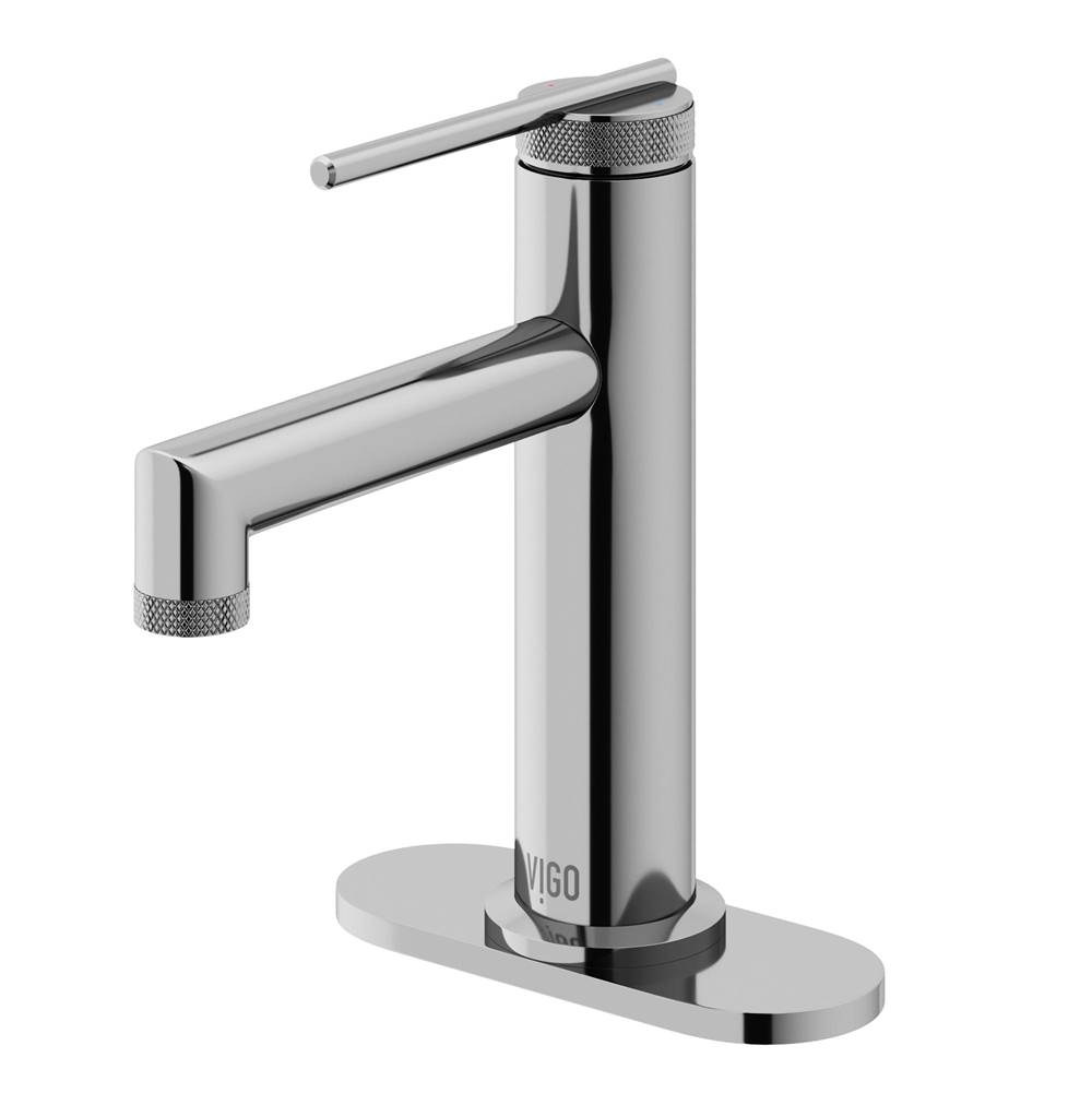Vigo Sterling Single Handle Single-Hole Bathroom Faucet Set with Deck Plate in Chrome
