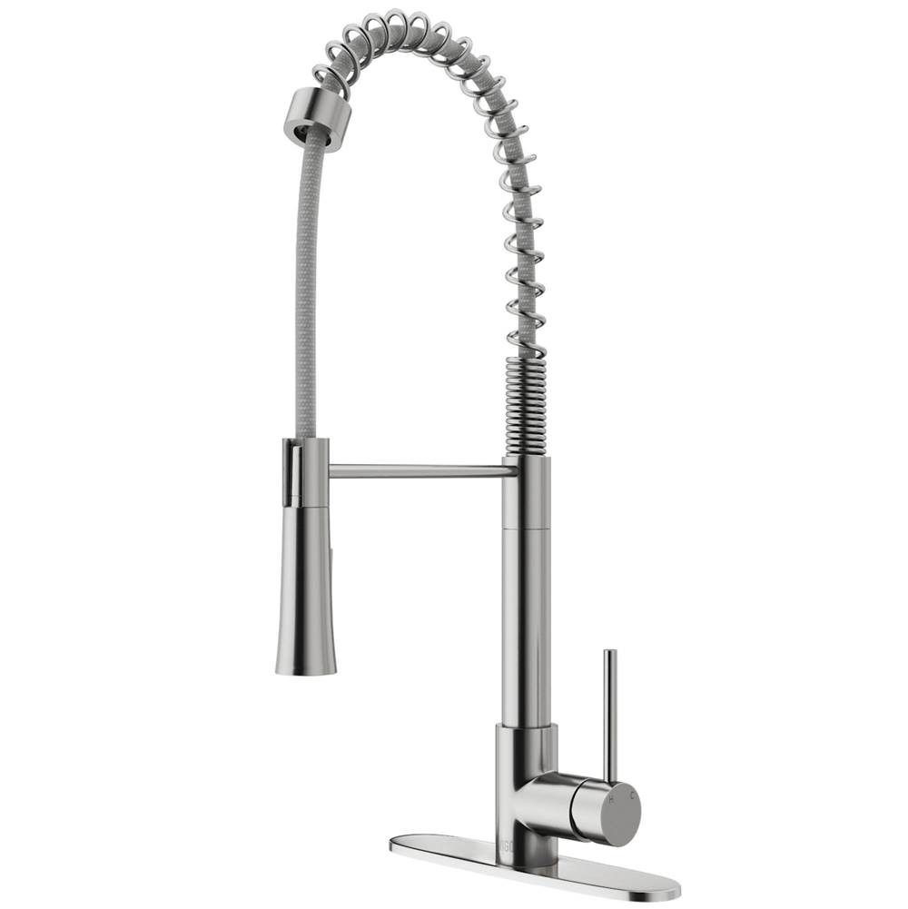 Vigo Laurelton Pull-Down Spray Kitchen Faucet With Deck Plate In Stainless Steel