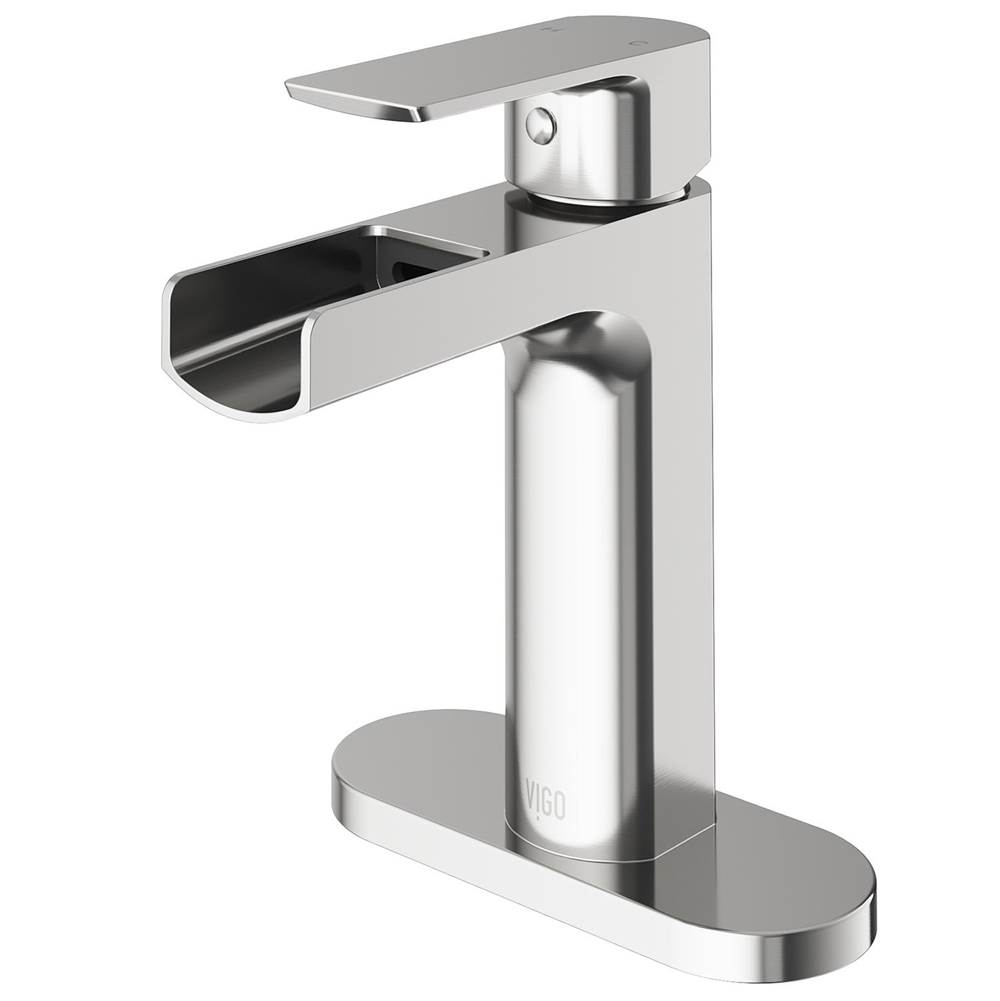 Vigo Ileana Single Hole Bathroom Faucet With Deck Plate In Brushed Nickel