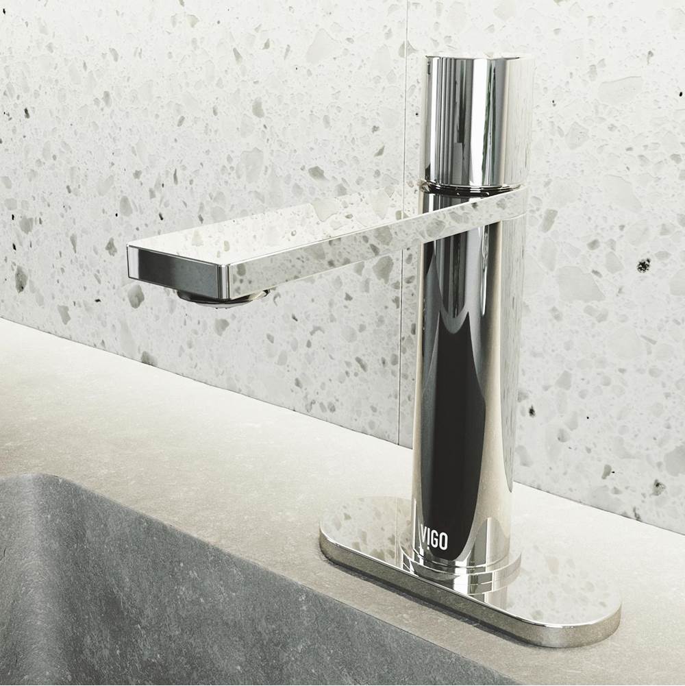 Vigo Halsey Single Hole Bathroom Faucet in Chrome with Deck Plate