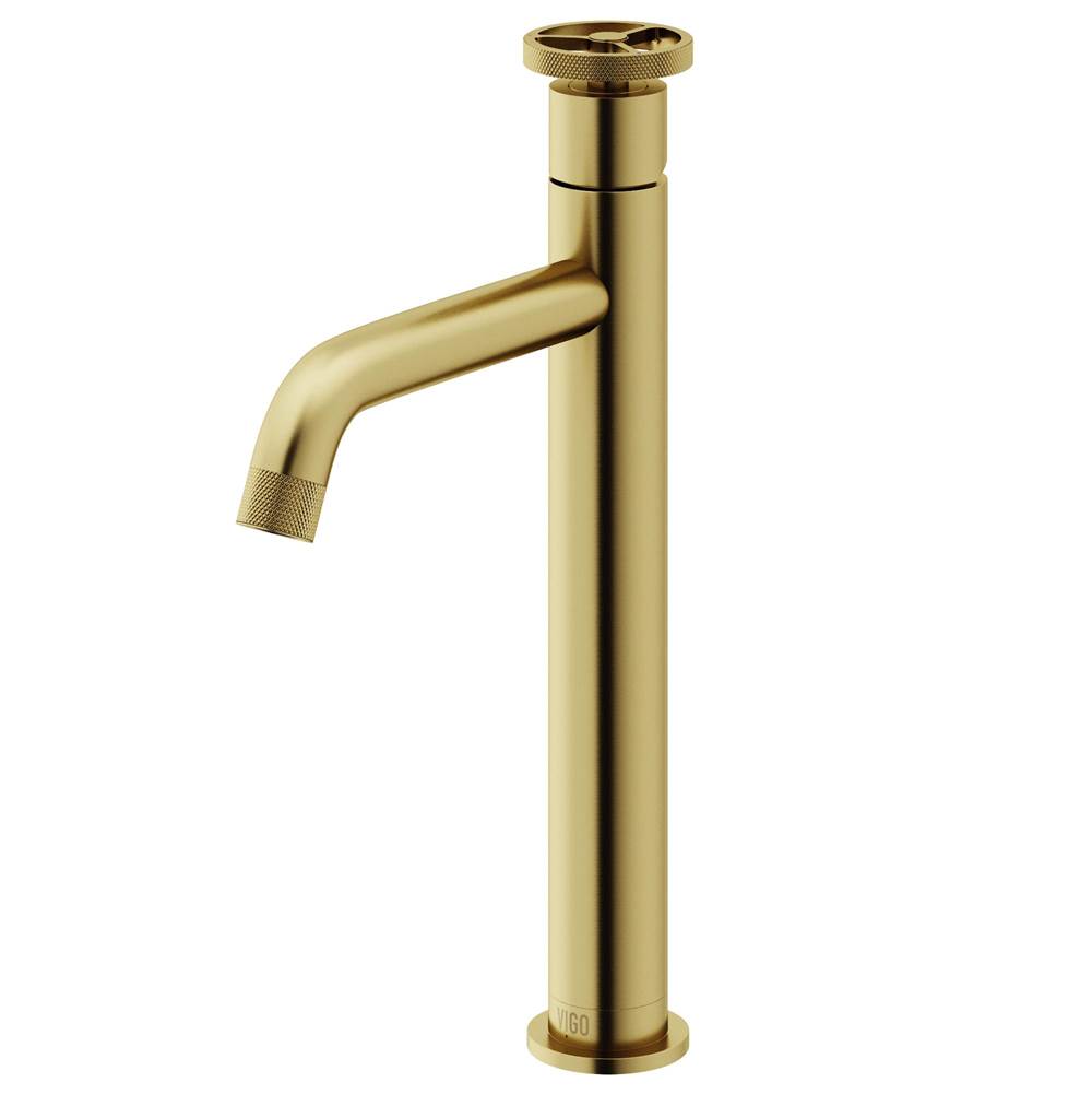 Vigo Cass Single Handle Single-Hole Bathroom Vessel Faucet in Matte Brushed Gold