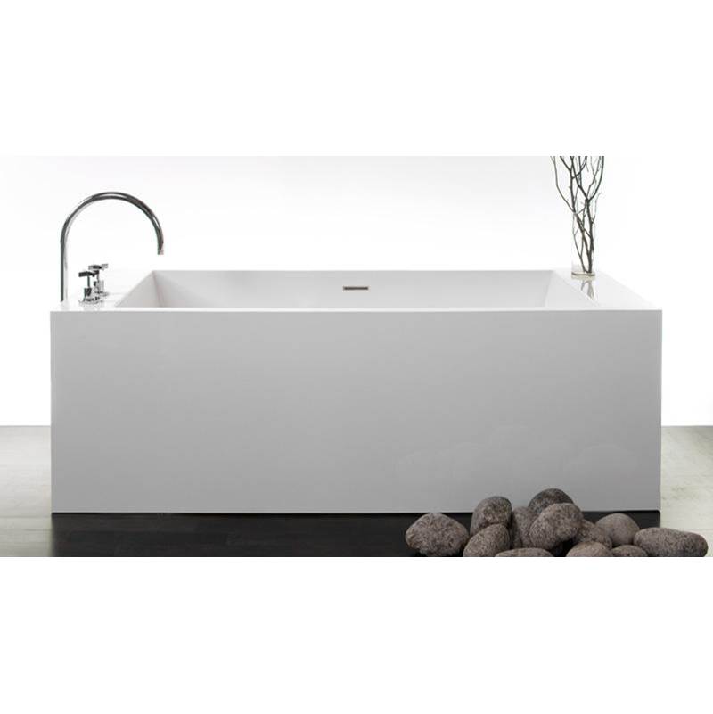 WETSTYLE CUBE BATH 72 X 31 X 24 - 2 WALLS - BUILT IN MB O/F and DRAIN - COPPER CON - WHITE TRUE HIGH GLOSS