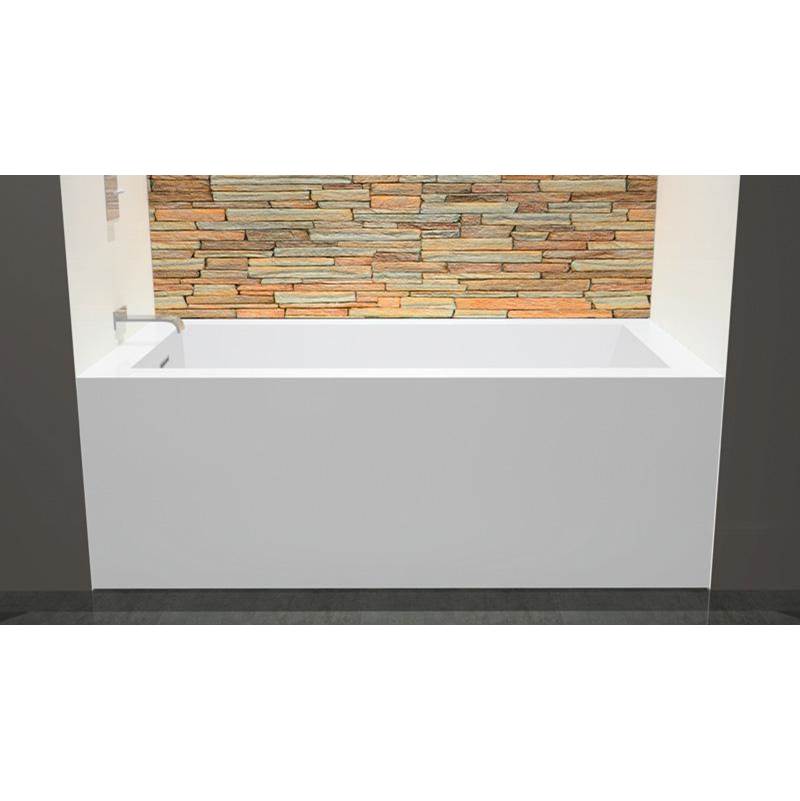 WETSTYLE Cube Bath 60 X 32 X 21 - 3 Walls - L Hand Drain - Built In Sb O/F & Drain - White Matt