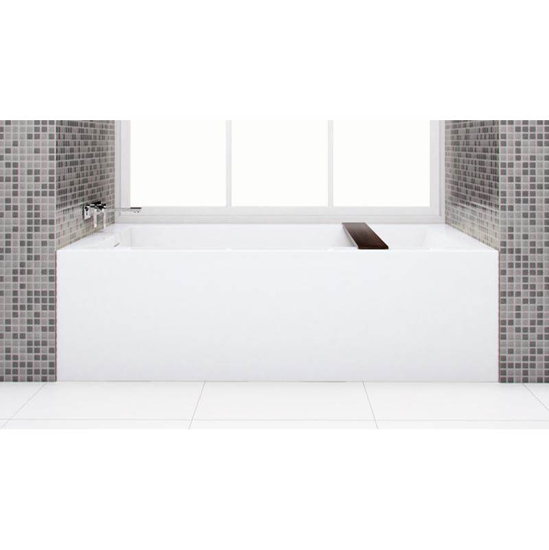 WETSTYLE Cube Bath 66 X 32 X 19.75 - Fs - Built In Nt O/F & Sb Drain - White True High Gloss