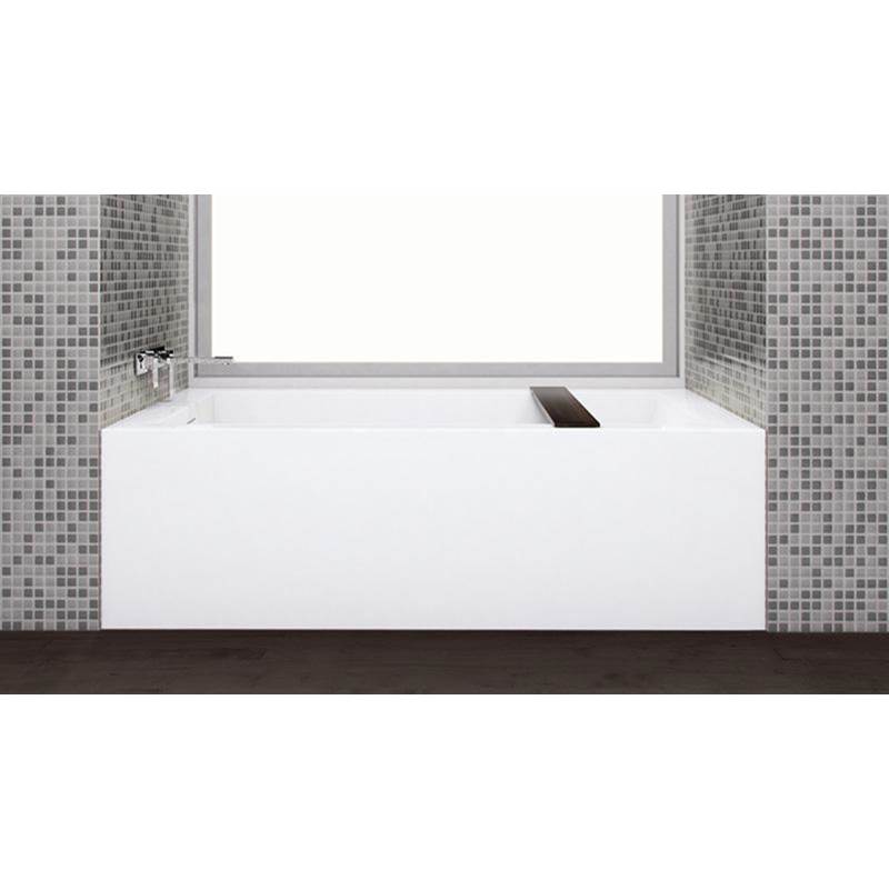 WETSTYLE Cube Bath 60 X 30 X 18 - 2 Walls - L Hand Drain - Built In Pc O/F & Drain - Copper Con - White Matt