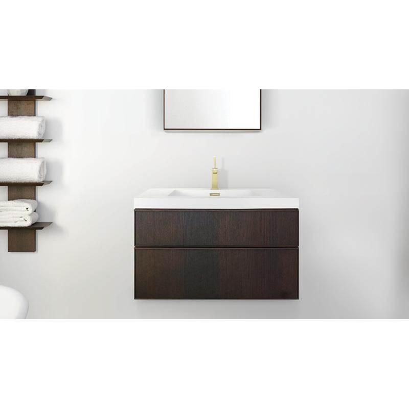 WETSTYLE Furniture Frame Linea Metro Serie - Vanity Wall-Mount 30 X 18 - 2 Drawers, Horse Shoe Drawers - Oak Coffee Bean