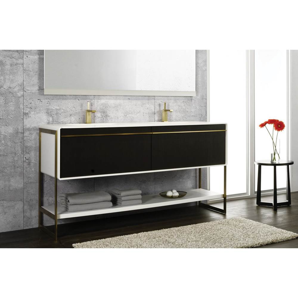 WETSTYLE Deco Vanity Floormount 30'' - Wwl Config Oak Smoked And Matte Lacquer Black - Brushed Steel